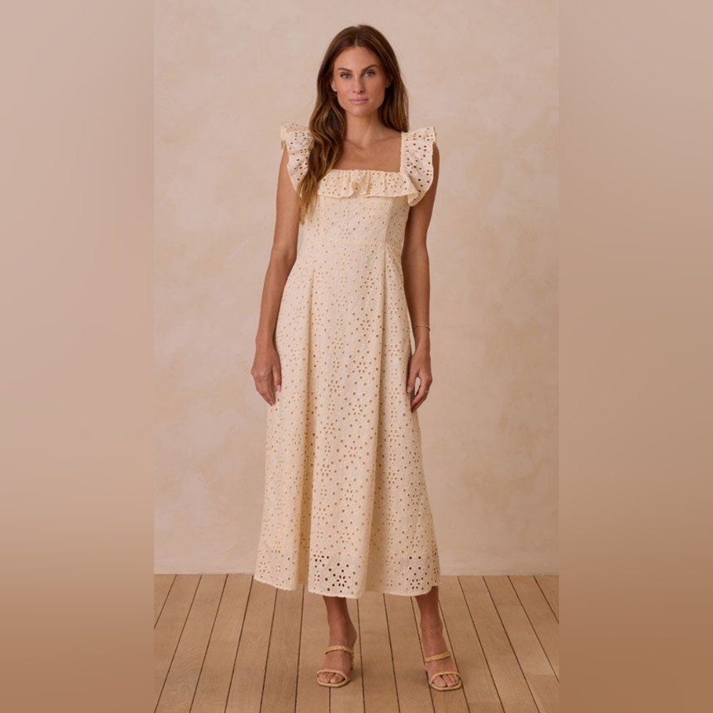 Elegant Cream Eyelet Dress